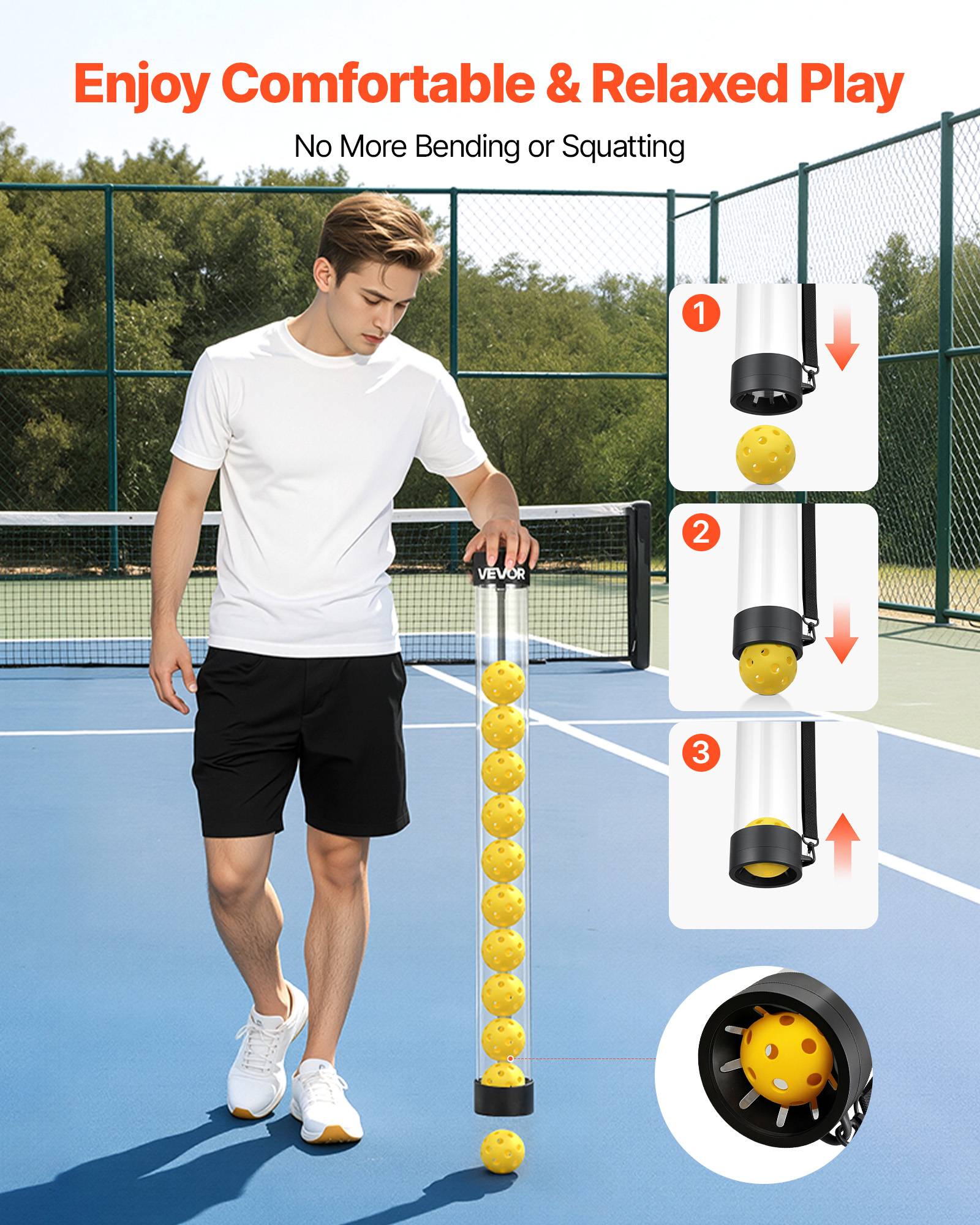 VEVOR Panier à Balles de Tennis avec Roulettes Chariot Pliable pour 150 Balles - Image 6