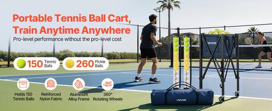 VEVOR Panier à Balles de Tennis avec Roulettes Chariot Pliable pour 150 Balles - Image 9