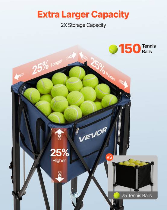 VEVOR Panier à Balles de Tennis avec Roulettes Chariot Pliable pour 150 Balles - Image 5