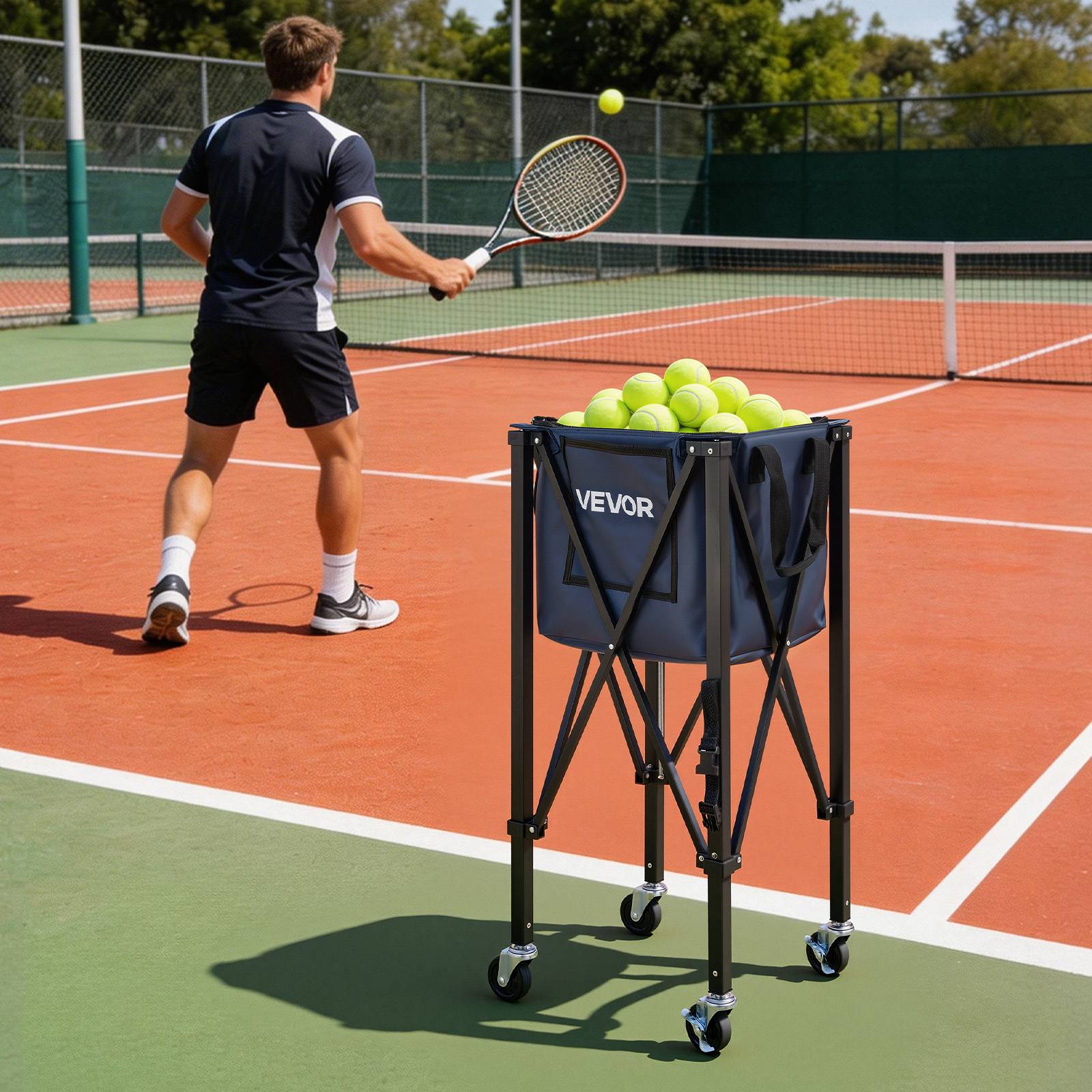 VEVOR Panier à Balles de Tennis avec Roulettes Chariot Pliable pour 150 Balles - Image 8