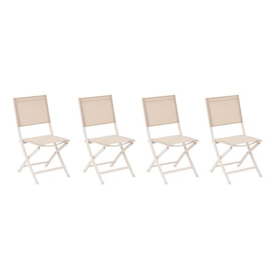 Hesperide - Lot de 4 chaises de jardin pliantes "Essentia" lin & argile - Hespéride - Image 1