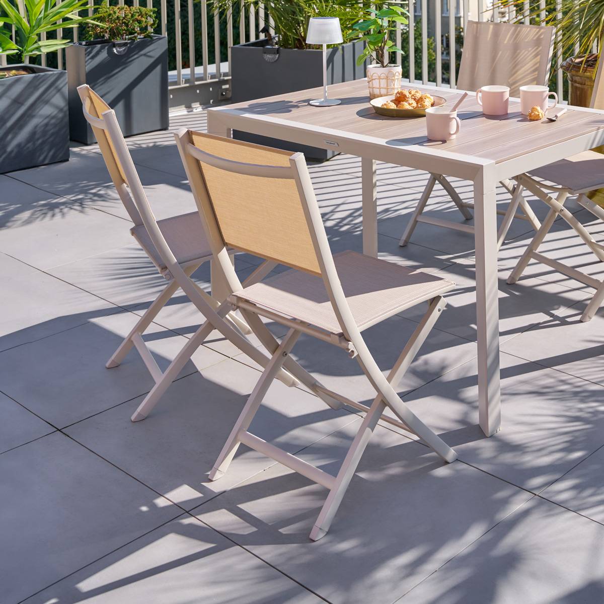 Hesperide - Lot de 4 chaises de jardin pliantes "Essentia" lin & argile - Hespéride - Image 5