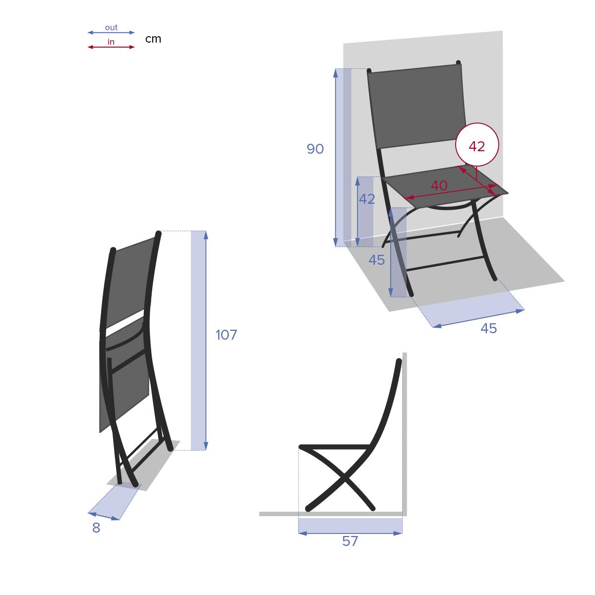 Hesperide - Lot de 4 chaises de jardin pliantes "Essentia" lin & argile - Hespéride - Image 6
