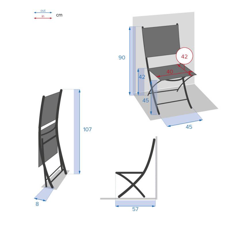 Hesperide - Lot de 4 chaises de jardin pliantes "Essentia" lin & argile - Hespéride - Image 4