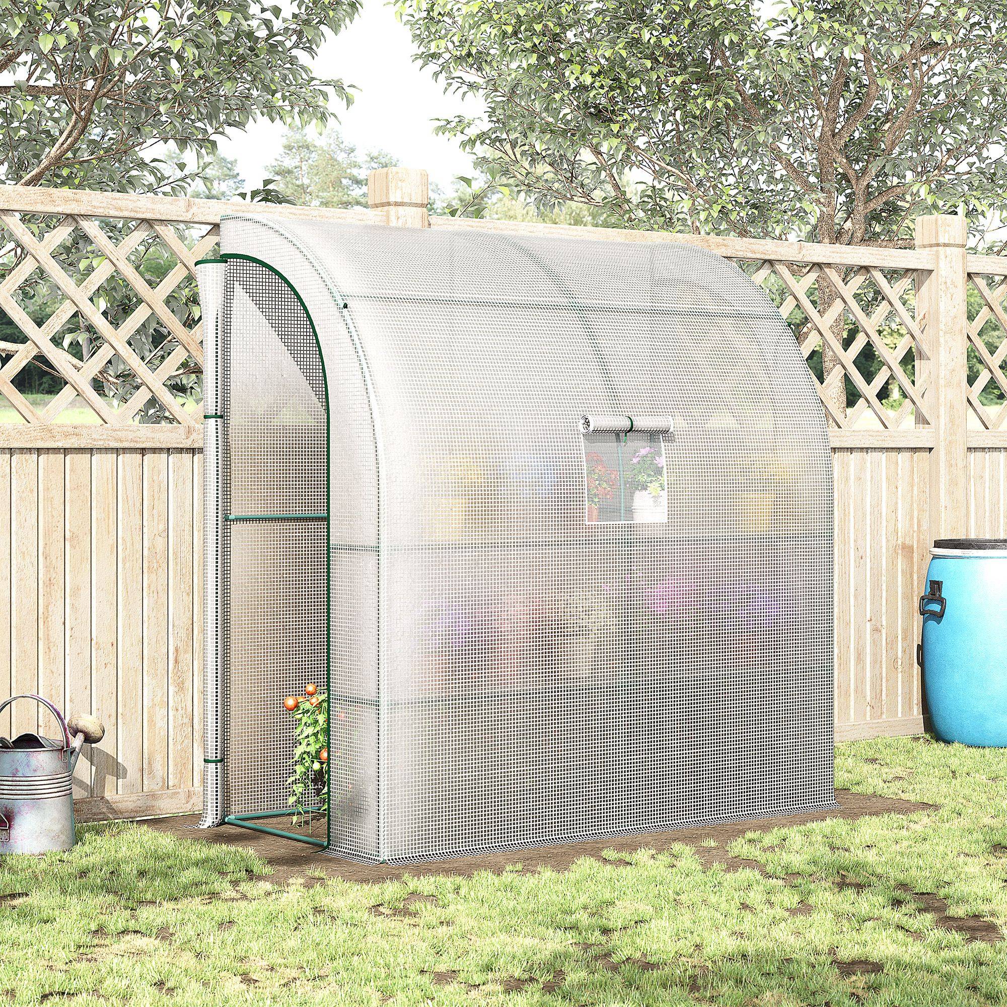 ComfortXL - Serre adossée PE renforcé 200 x 100 x 215 cm blanche pour tomates avec portes enroulables - ComfortXL Outdoor Living - Image 1