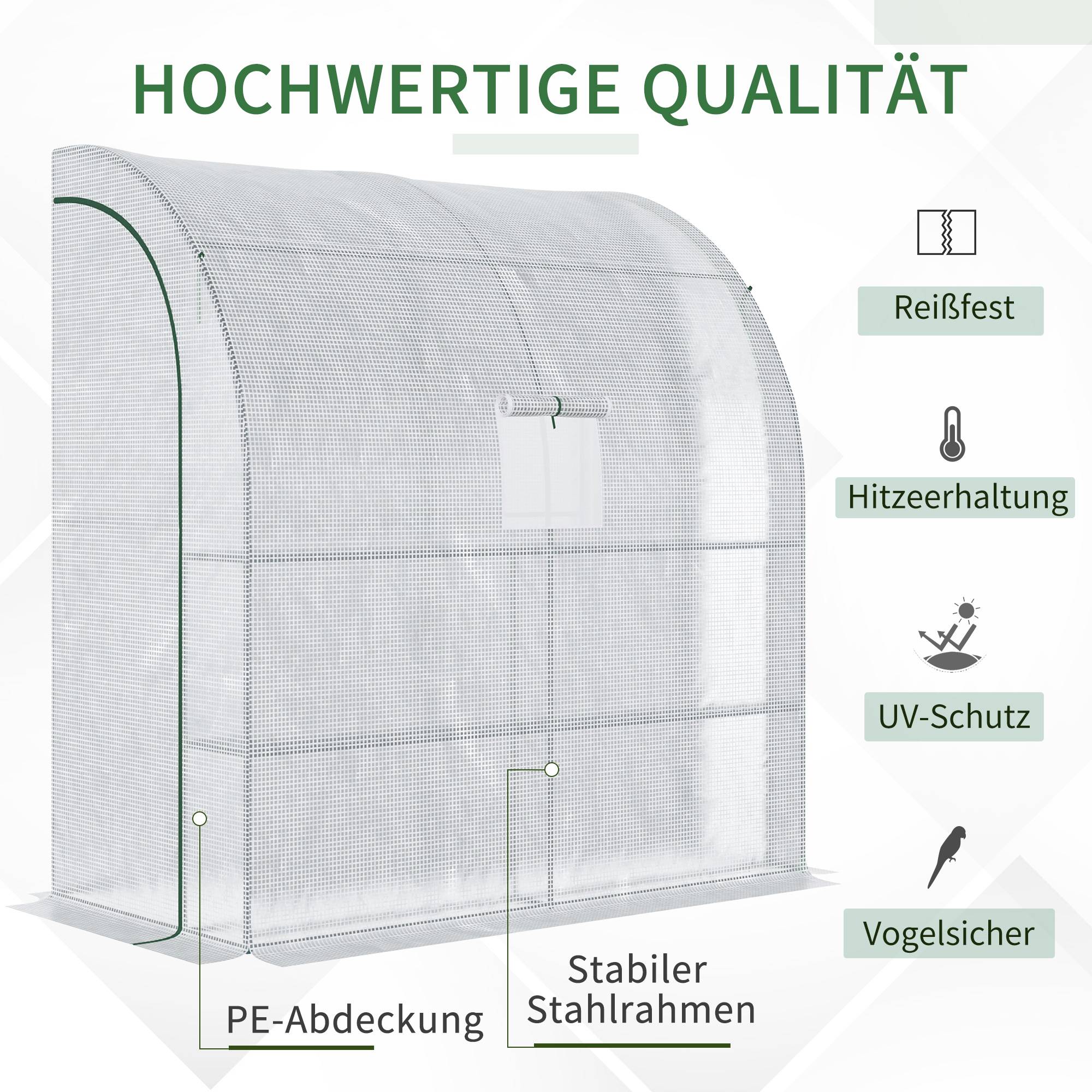 ComfortXL - Serre adossée PE renforcé 200 x 100 x 215 cm blanche pour tomates avec portes enroulables - ComfortXL Outdoor Living - Image 5