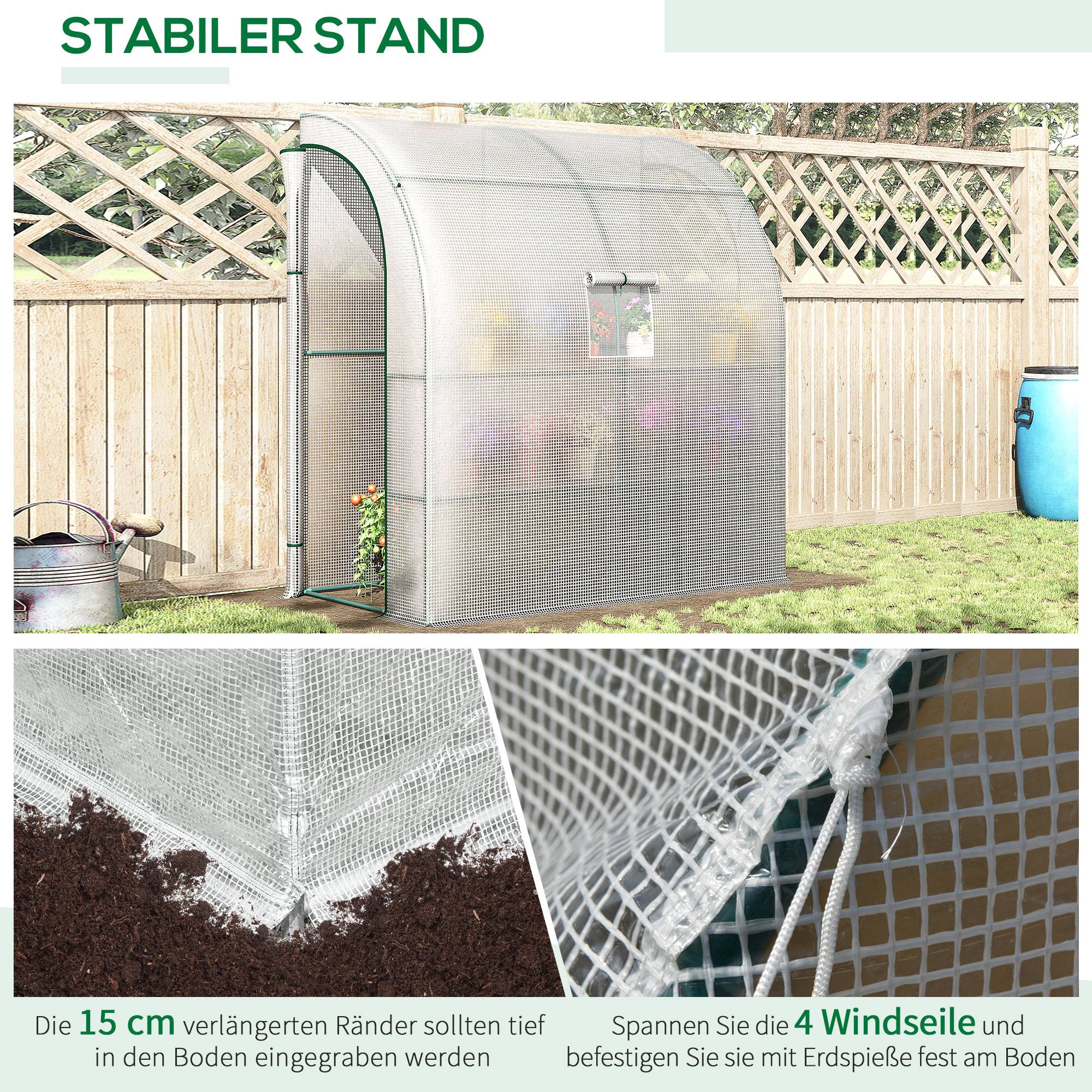 ComfortXL - Serre adossée PE renforcé 200 x 100 x 215 cm blanche pour tomates avec portes enroulables - ComfortXL Outdoor Living - Image 8