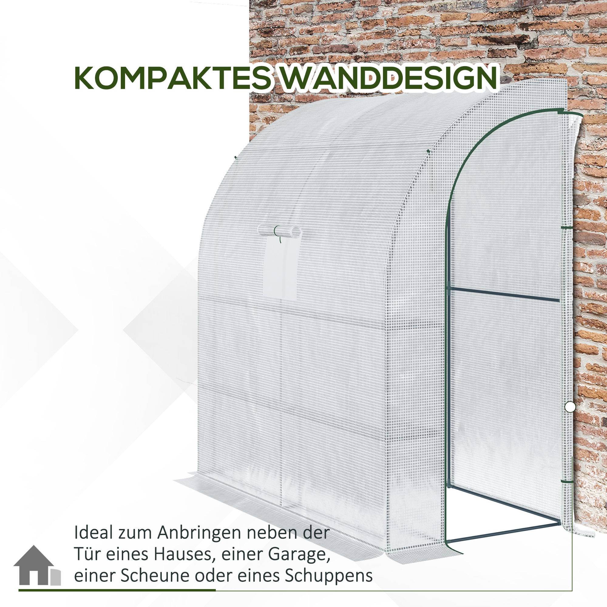 ComfortXL - Serre adossée PE renforcé 200 x 100 x 215 cm blanche pour tomates avec portes enroulables - ComfortXL Outdoor Living - Image 6