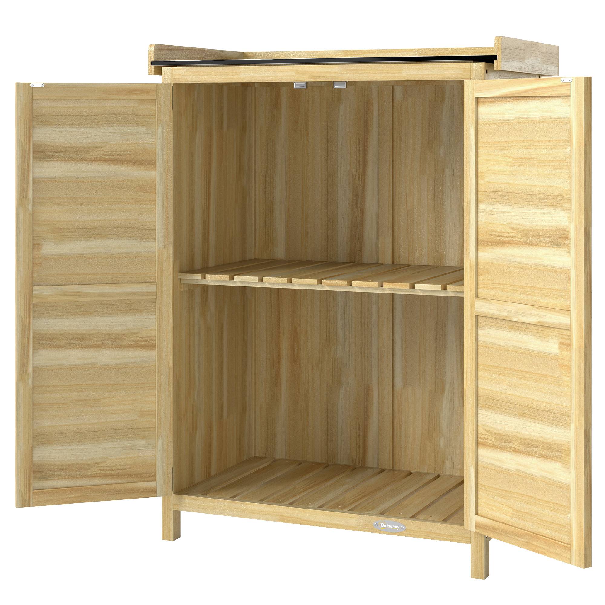Armoire de Jardin Bois Sapin Rangement Rempotage Plateau Métal 71x39x95cm Naturel - ComfortXL Outdoor Living - Image 2