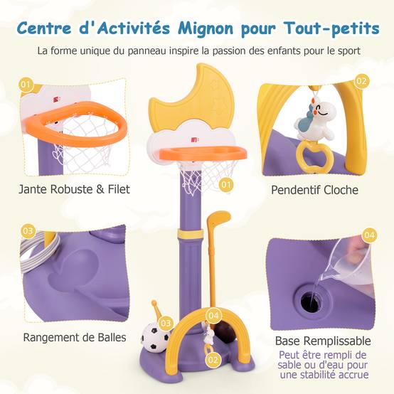 GOPLUS 4en 1 Panier de Basket Enfant Évolutif, But Football, Golf, Lancement d'Anneaux, Jeu d'Activité Hauteur 50-53, 74-77, 85-88, 100CM, pour Garçons Filles 3-10 Ans, 57 x 49 x 125 CM GOPLUS 4en 1 Panier de Basket Enfant Évolutif, But Football, Golf, Lancement d'Anneaux, Jeu d'Activité Hauteur 50-53, 74-77, 85-88, 100CM, pour Garçons Filles 3-10 Ans, 57 x 49 x 125 CM