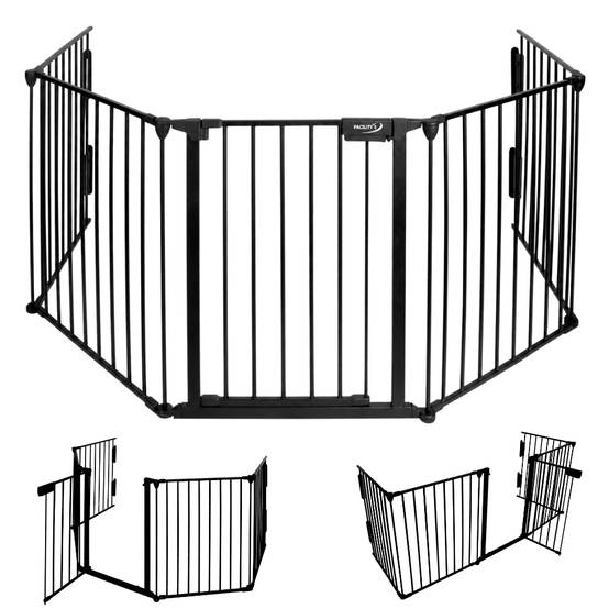 Barrière de sécurité enfant, bébé, animaux - 3 mètres, 5 panneaux - Grille Protection Cheminée Enfant Pliable - Barrière Poêle à Bois - FACILITYS - Image 1