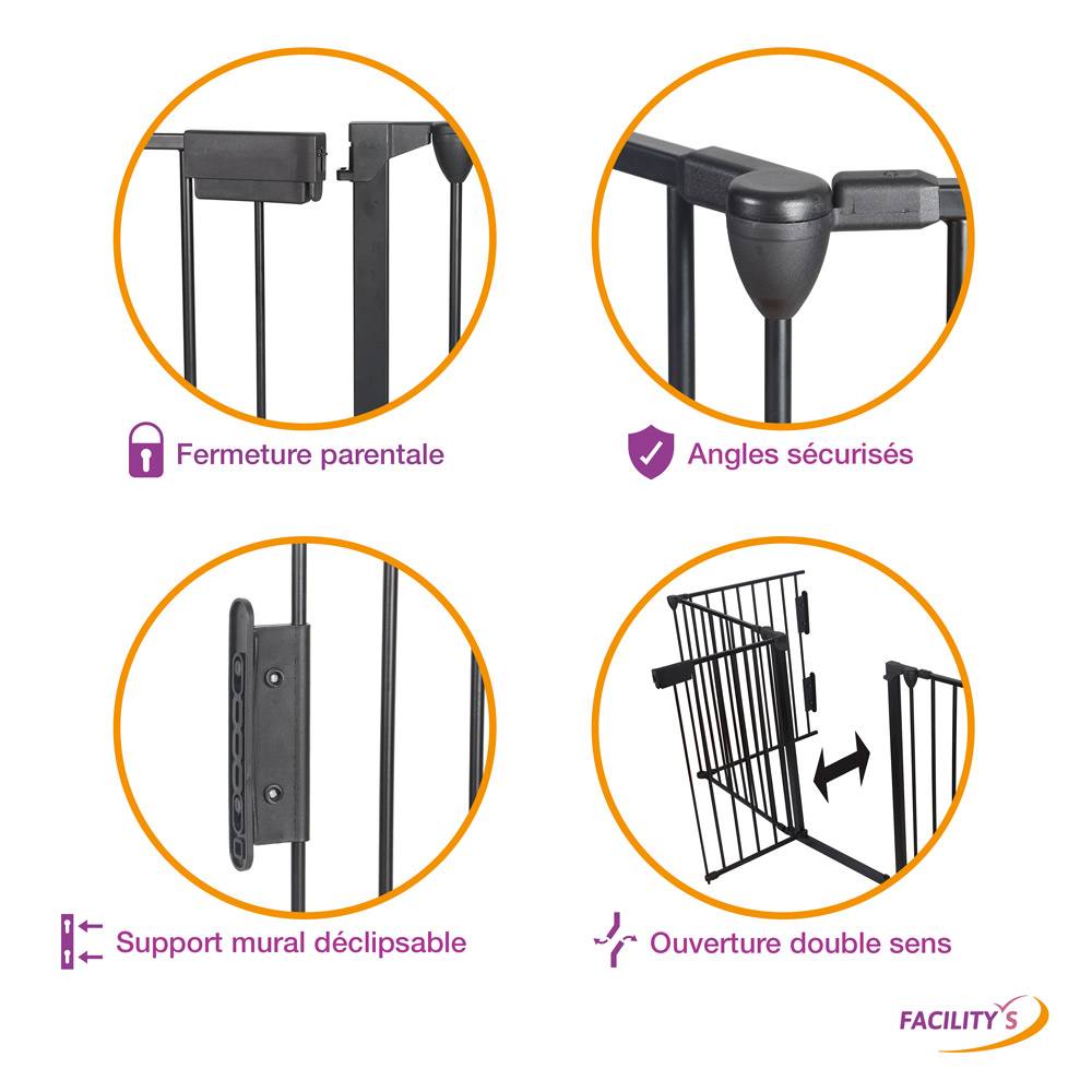 Barrière de sécurité enfant, bébé, animaux - 3 mètres, 5 panneaux - Grille Protection Cheminée Enfant Pliable - Barrière Poêle à Bois - FACILITYS - Image 3