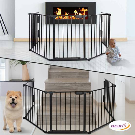 Barrière de sécurité enfant, bébé, animaux - 3 mètres, 5 panneaux - Grille Protection Cheminée Enfant Pliable - Barrière Poêle à Bois - FACILITYS - Image 4