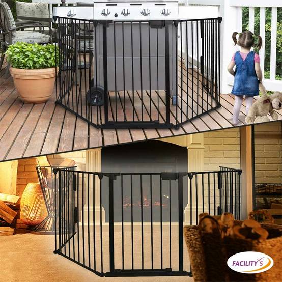 Barrière de sécurité enfant, bébé, animaux - 3 mètres, 5 panneaux - Grille Protection Cheminée Enfant Pliable - Barrière Poêle à Bois - FACILITYS - Image 5