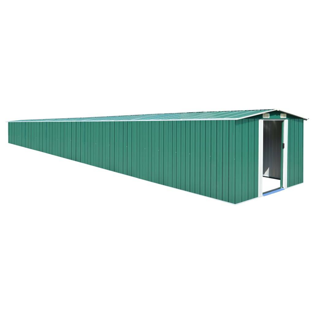 Helloshop26 - Abri de jardin cabane cabanon maison de stockage remise extérieur hangar outils robuste 257 x 990 x 181 cm acier galvanisé vert - Image 1