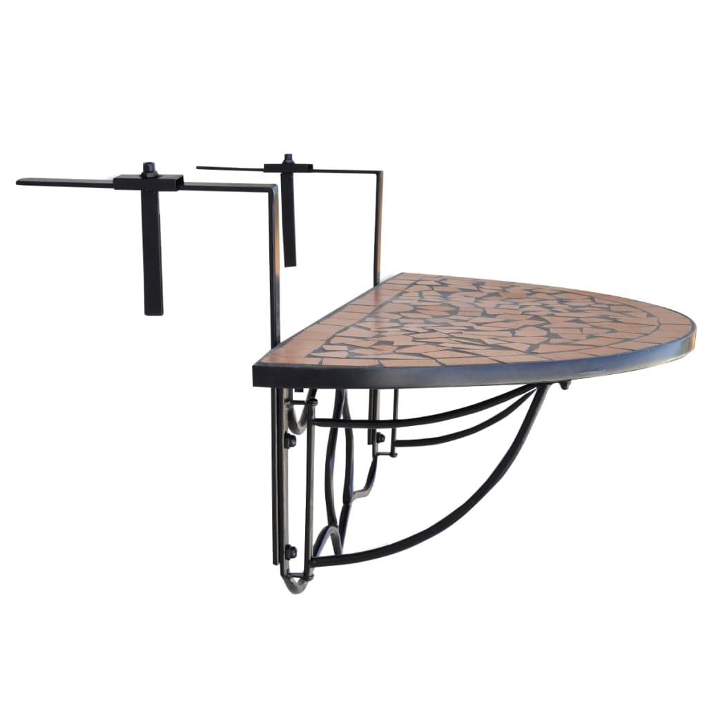 Table de jardin | Table suspendue de balcon Terre cuite Mosaïque - Image 3