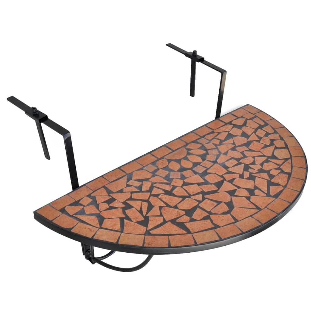 Table de jardin | Table suspendue de balcon Terre cuite Mosaïque - Image 1