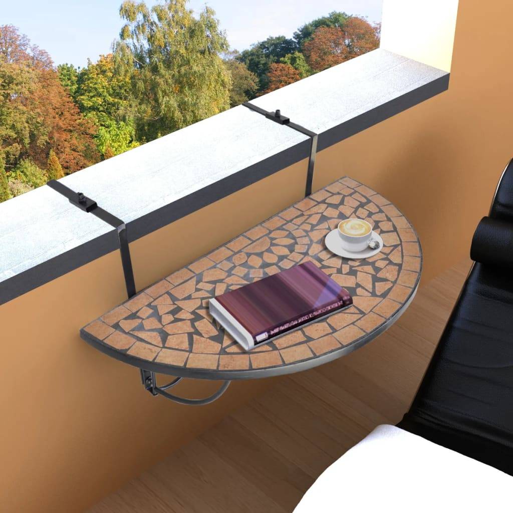 Table de jardin | Table suspendue de balcon Terre cuite Mosaïque - Image 2
