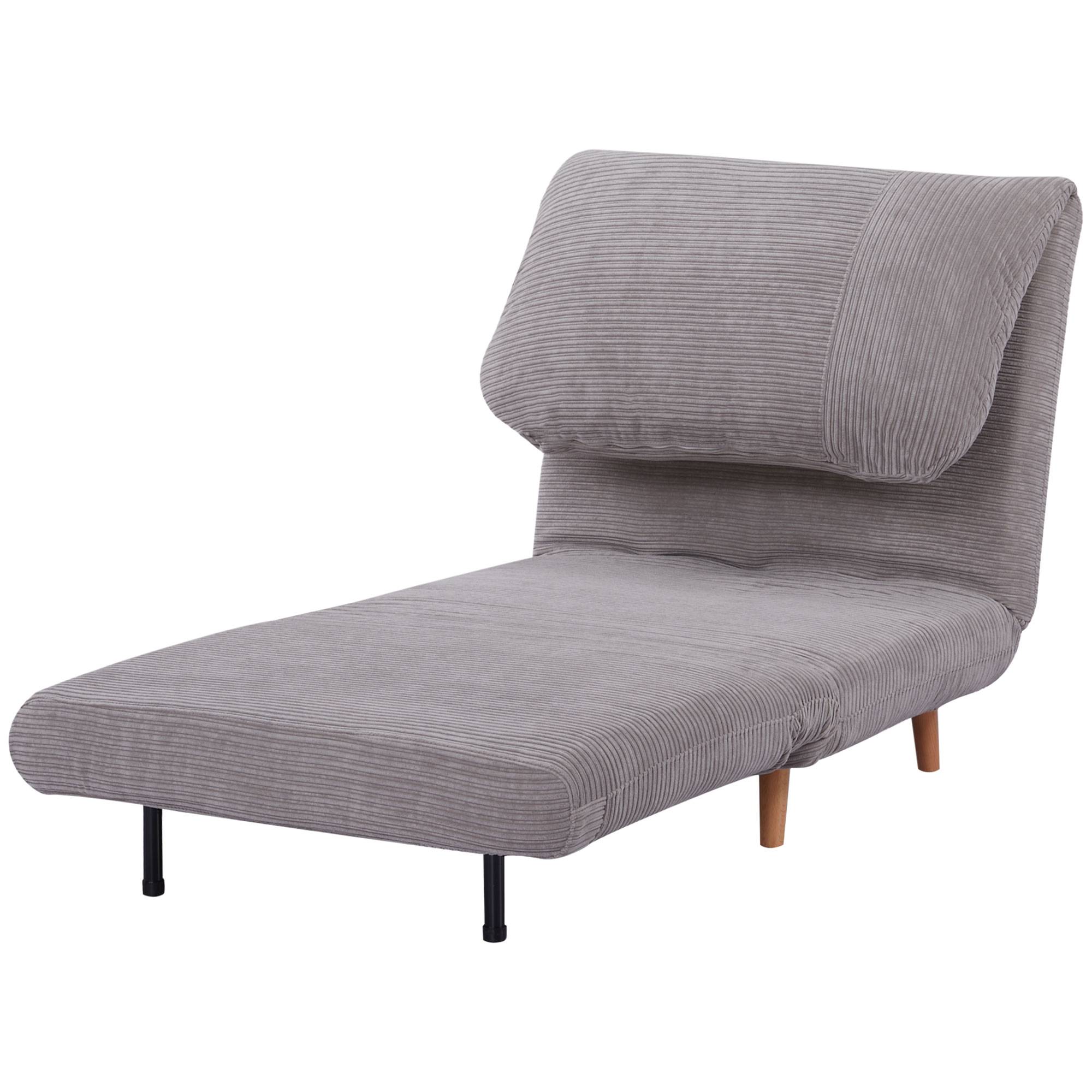 Fauteuil convertible 2 en 1 avec lit d'appoint, appui-tête réglable, aspect velours côtelé, 82 cm x 87 cm x 89 cm, gris - Image 2