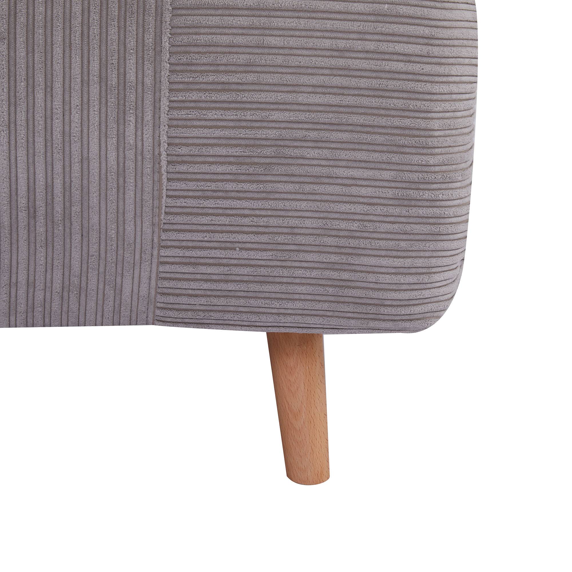 Fauteuil convertible 2 en 1 avec lit d'appoint, appui-tête réglable, aspect velours côtelé, 82 cm x 87 cm x 89 cm, gris - Image 10