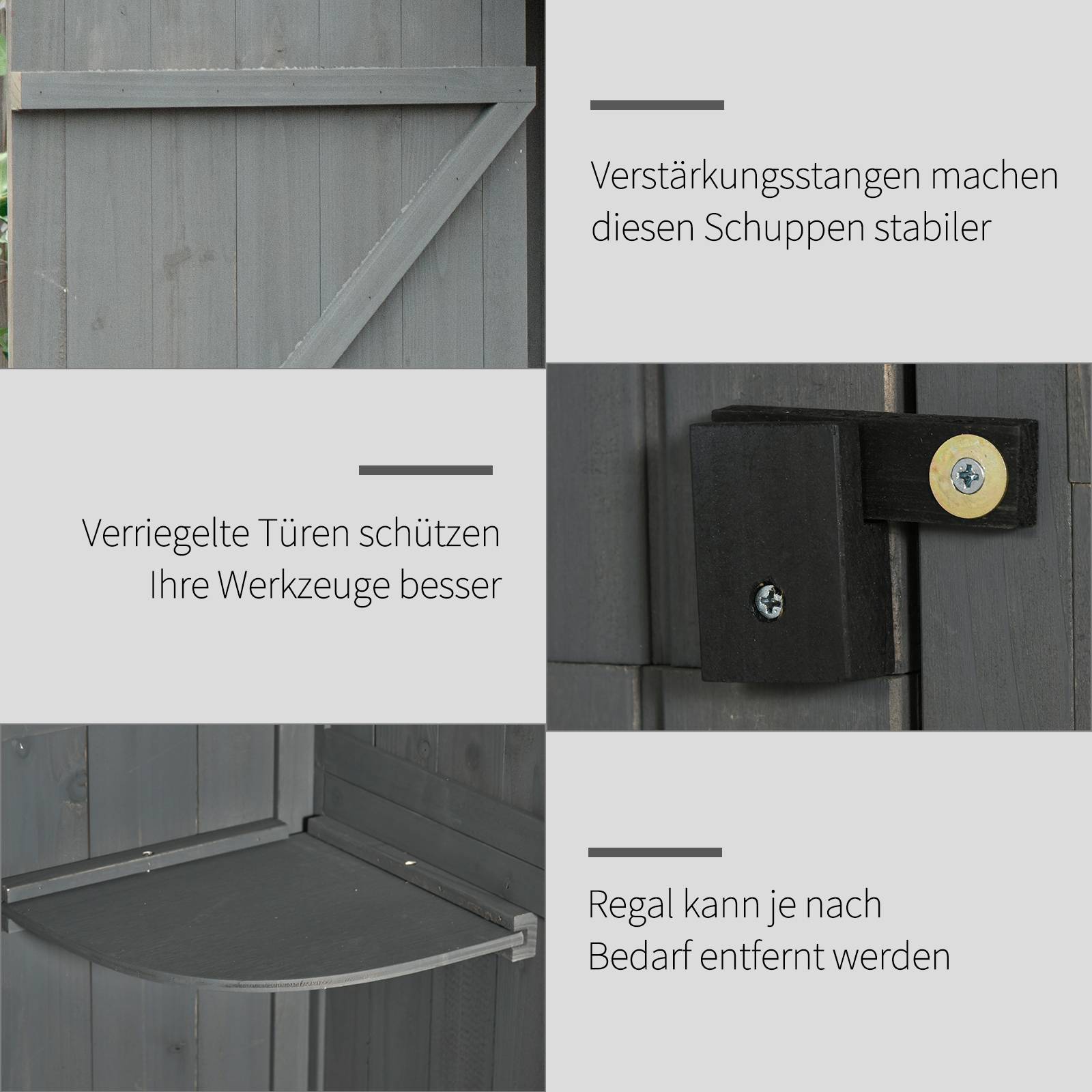 Armoire Jardin Bois Rangement Outils Toit Bitumé Étagères Fenêtre 77x54x179cm - ComfortXL Outdoor Living - Image 6