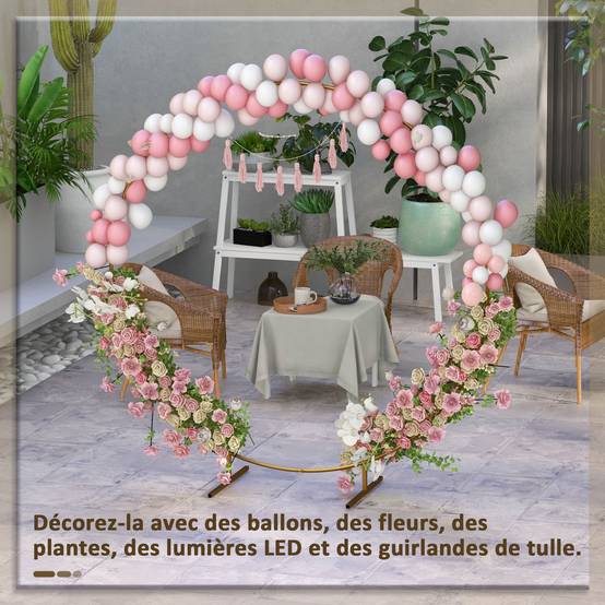 Arche de jardin acier doré 222 x 60 x 224 cm - PANGIVO - Image 6