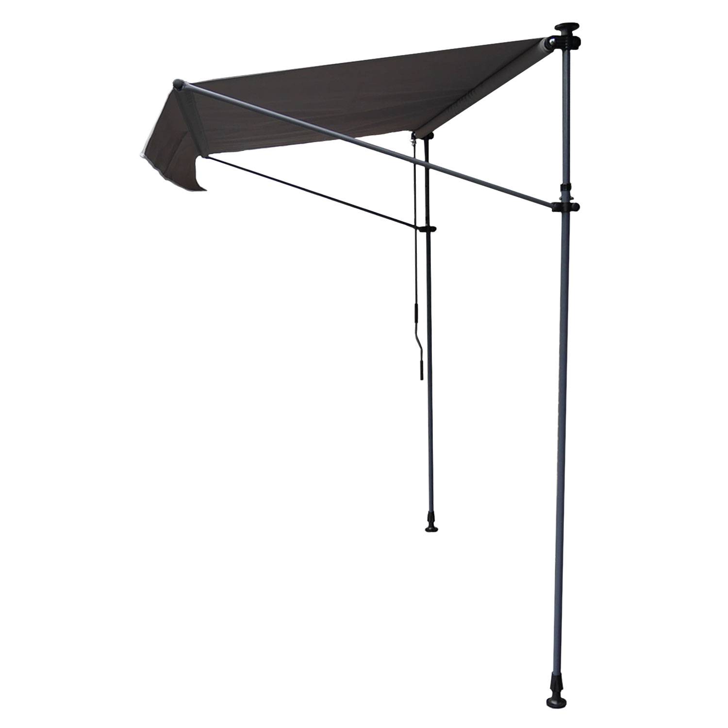 Happy Garden - Store banne pour balcon CHENE 2 × 1,2m - Toile anthracite et structure grise - HAPPY GARDEN - Image 7