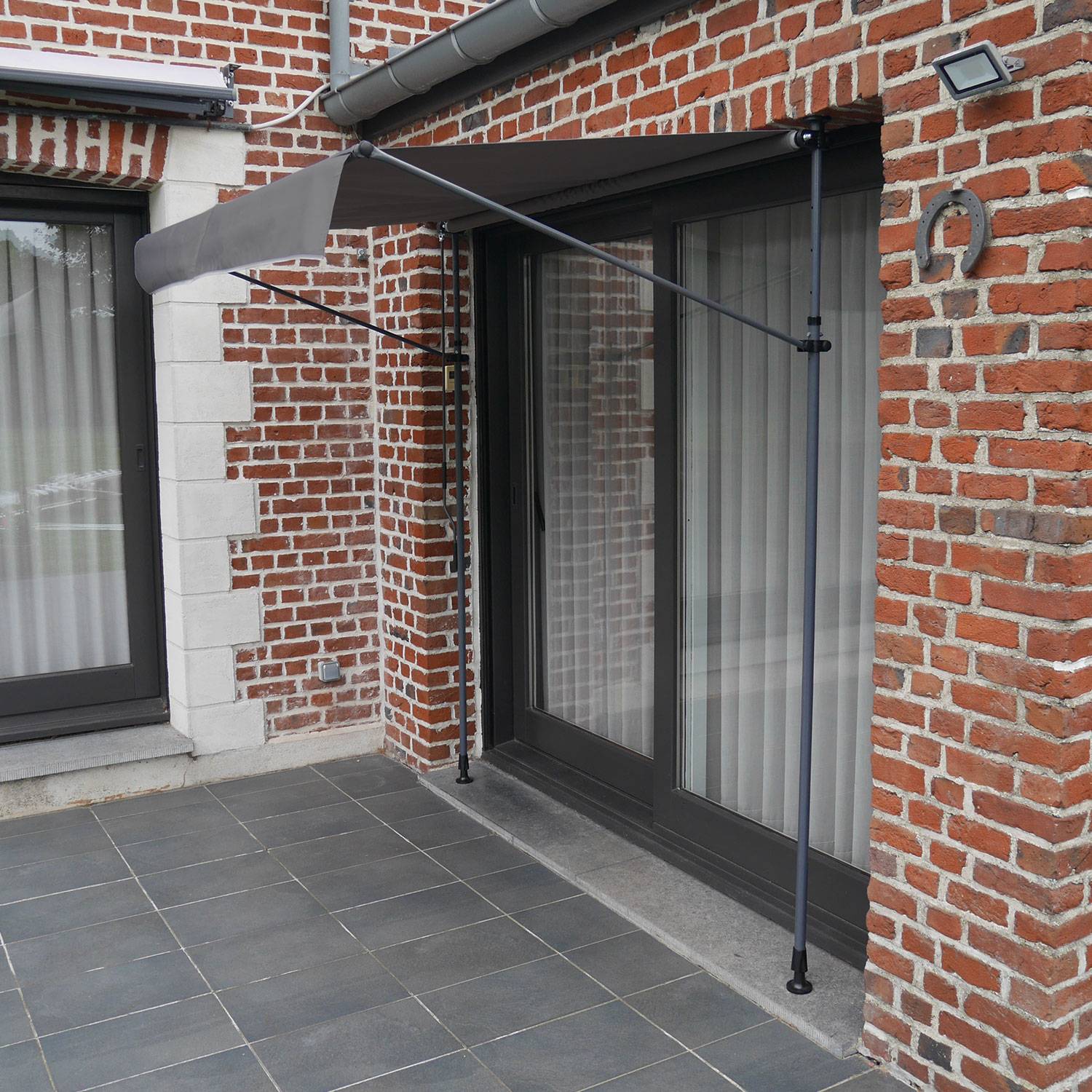 Happy Garden - Store banne pour balcon CHENE 2 × 1,2m - Toile anthracite et structure grise - HAPPY GARDEN - Image 5