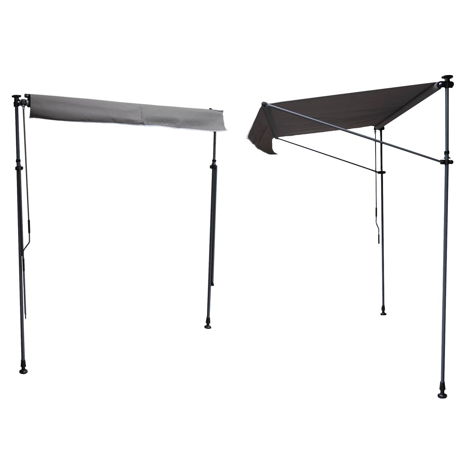 Happy Garden - Store banne pour balcon CHENE 2 × 1,2m - Toile anthracite et structure grise - HAPPY GARDEN - Image 2