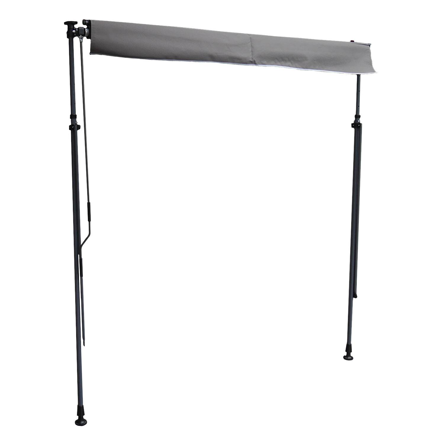 Happy Garden - Store banne pour balcon CHENE 2 × 1,2m - Toile anthracite et structure grise - HAPPY GARDEN - Image 6