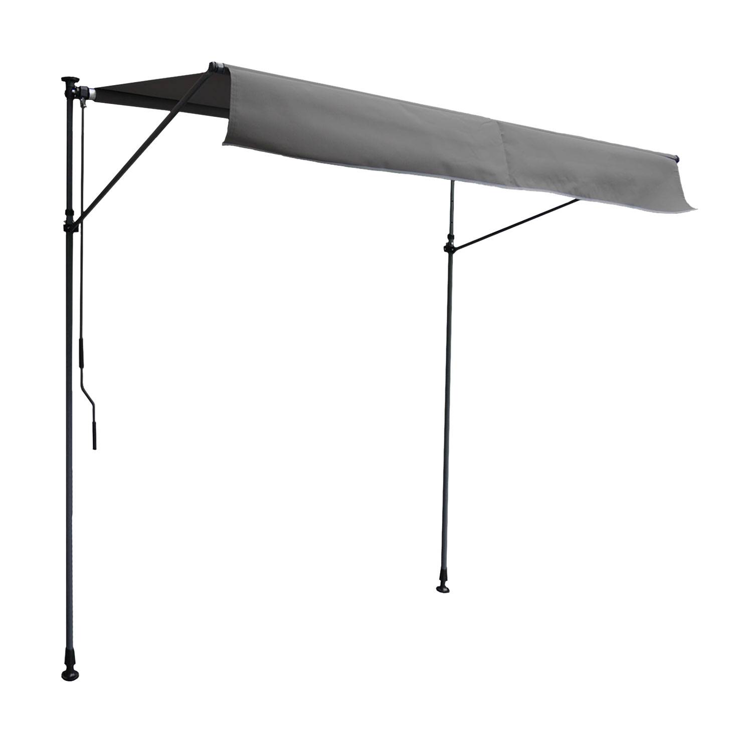 Happy Garden - Store banne pour balcon CHENE 2 × 1,2m - Toile anthracite et structure grise - HAPPY GARDEN - Image 1