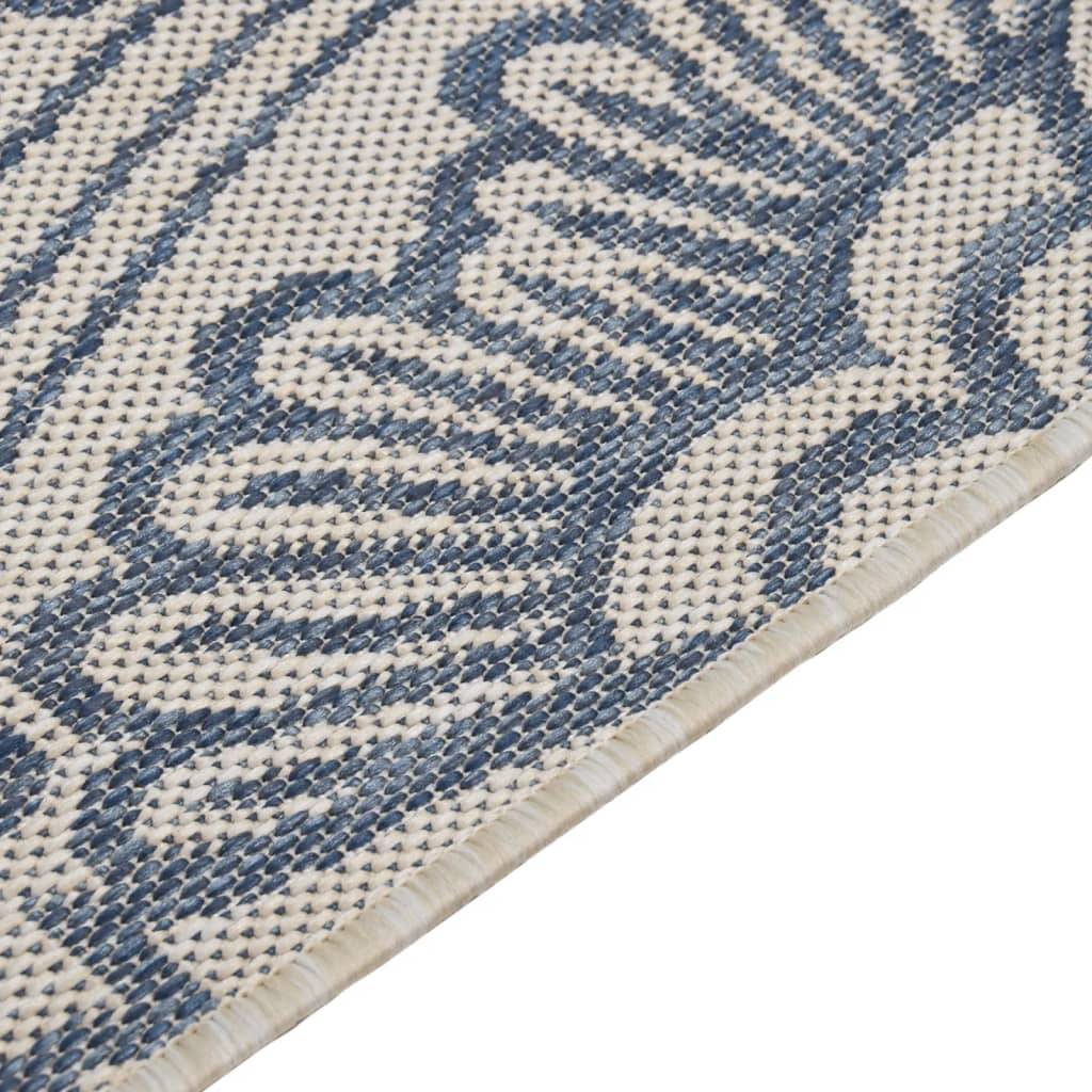 Tapis In/Outdoor à Motif Géométrique Tissage Plat en PP Résistant Bleu 120x170 cm – ComfortXL Outdoor Living - Image 4