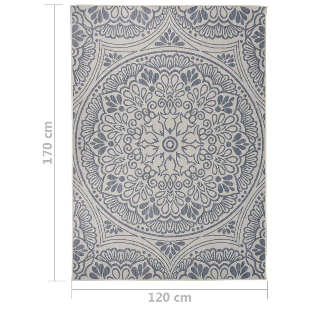 Tapis In/Outdoor à Motif Géométrique Tissage Plat en PP Résistant Bleu 120x170 cm – ComfortXL Outdoor Living - Image 6