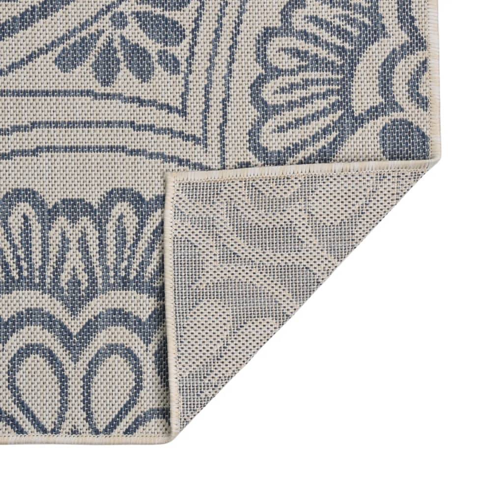 Tapis In/Outdoor à Motif Géométrique Tissage Plat en PP Résistant Bleu 120x170 cm – ComfortXL Outdoor Living - Image 2