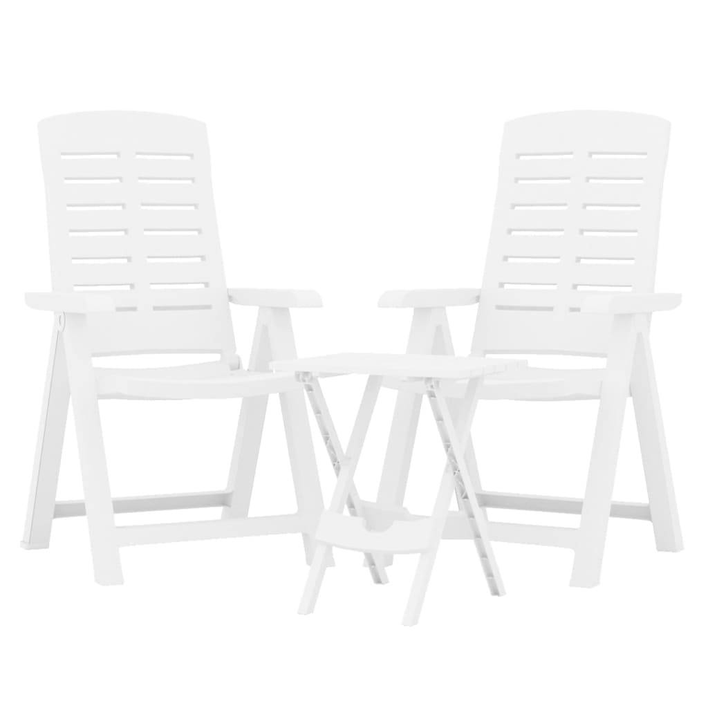 Maison Chic - Ensemble de 3 pcs table de jardin avec chaises - mobilier de jardin Blanc Polypropylène - Image 3