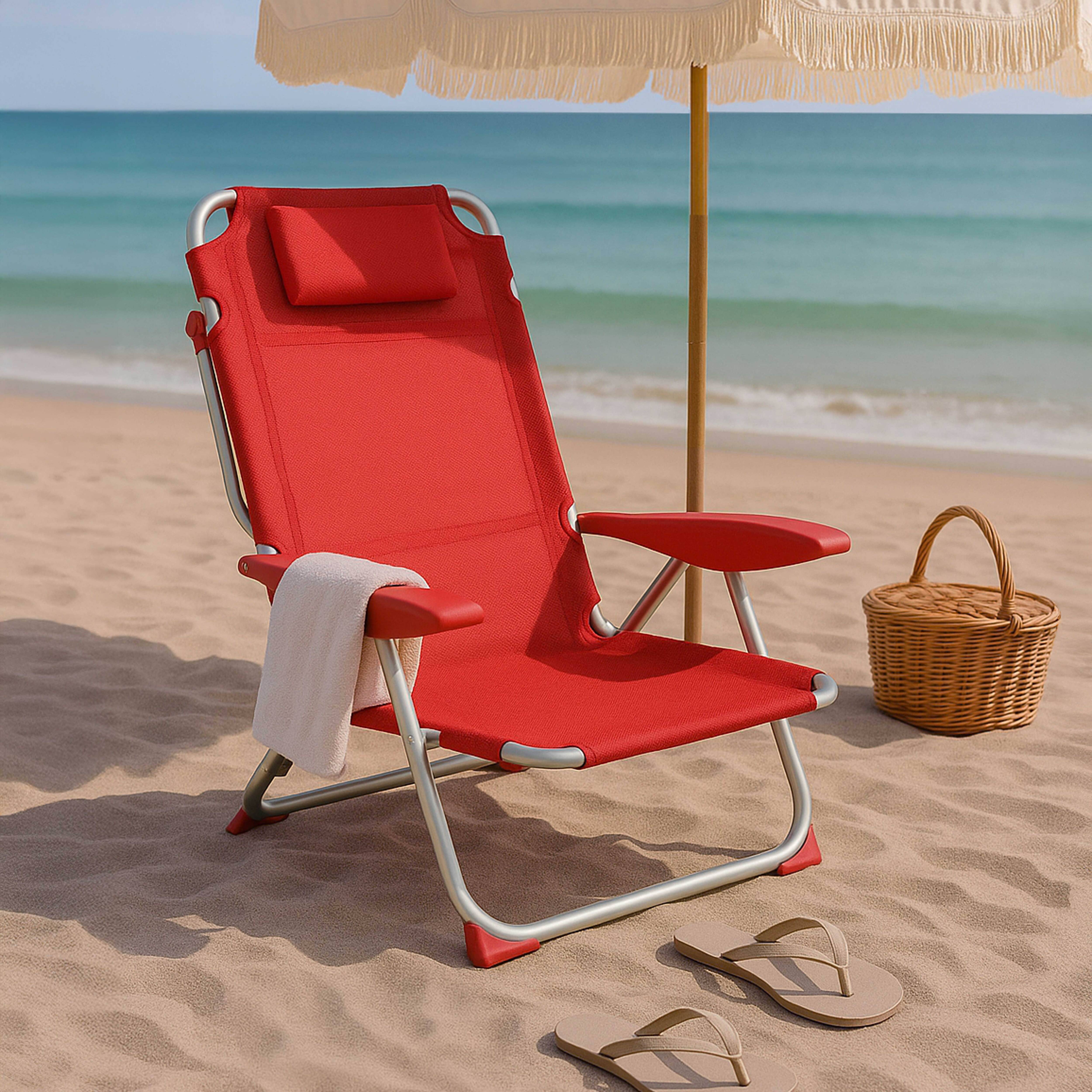 Oviala - Fauteuil clic clac des plages polyester fuschia - Oviala - Image 2