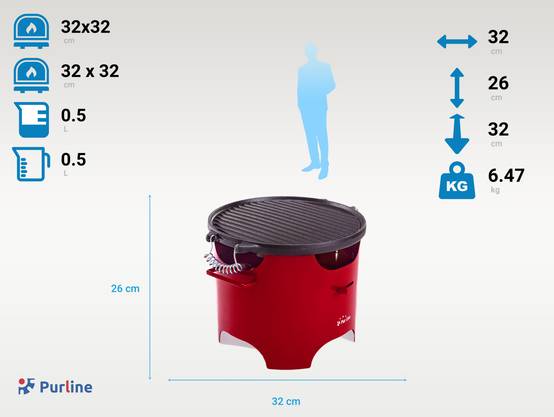 Purline - Barbecue à l'éthanol 0.5L en acier rouge - Purline - Image 5