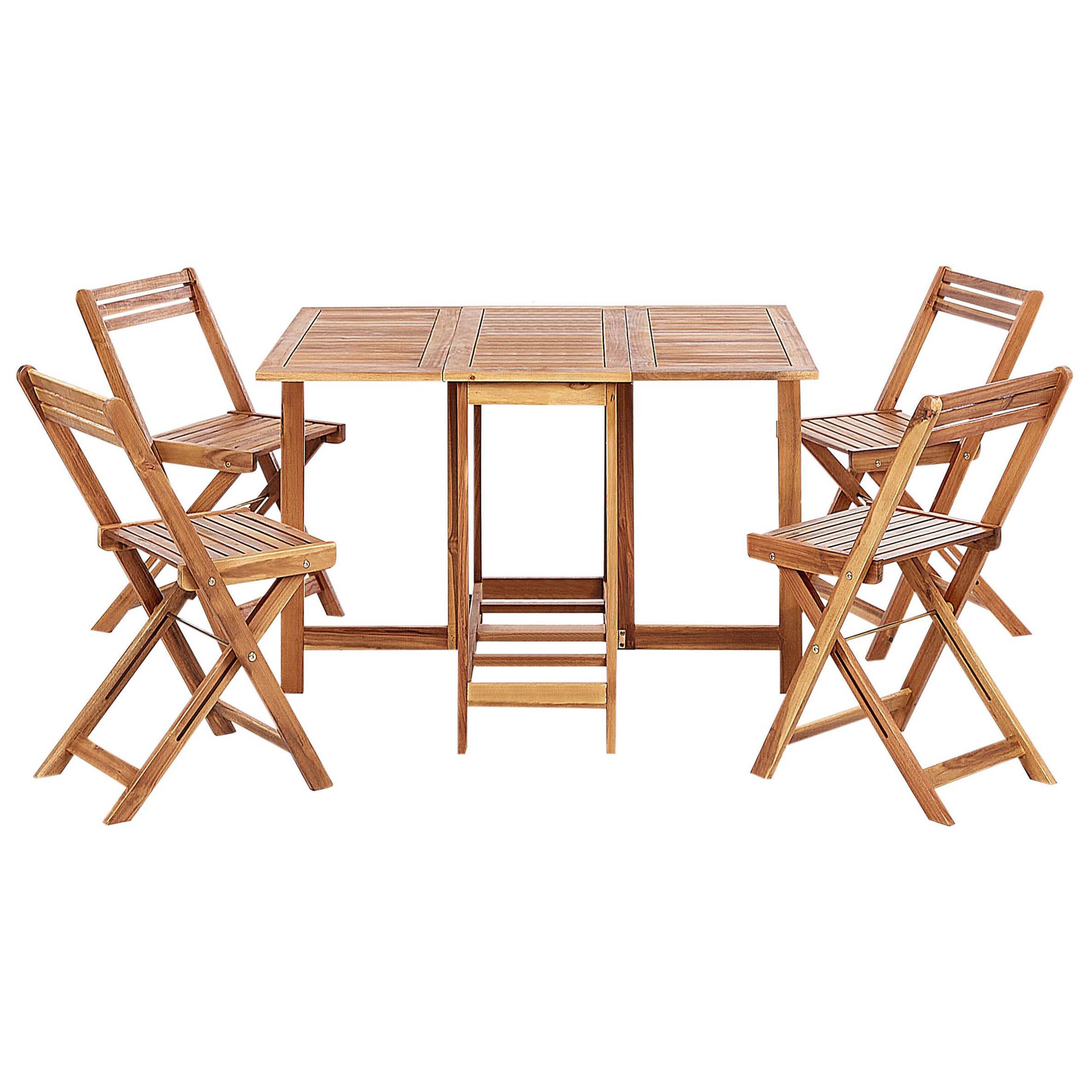 Beliani - Set de salle à manger, 4 Personnes Acacia Marron FRASSINE - Beliani - Image 2