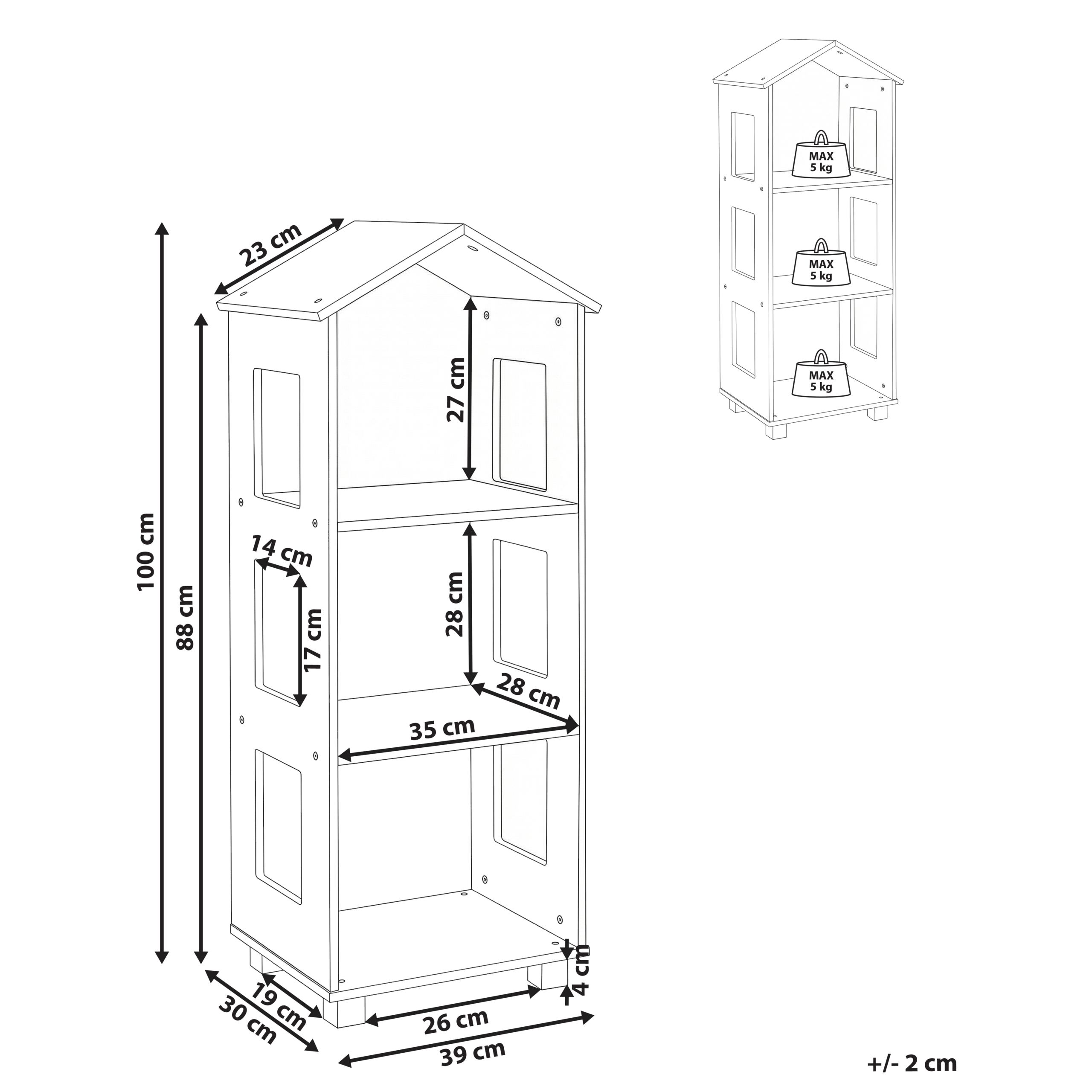 Beliani - Meuble de rangement MDF Blanc GLENORIE - 39x30x100- Beliani - Image 3