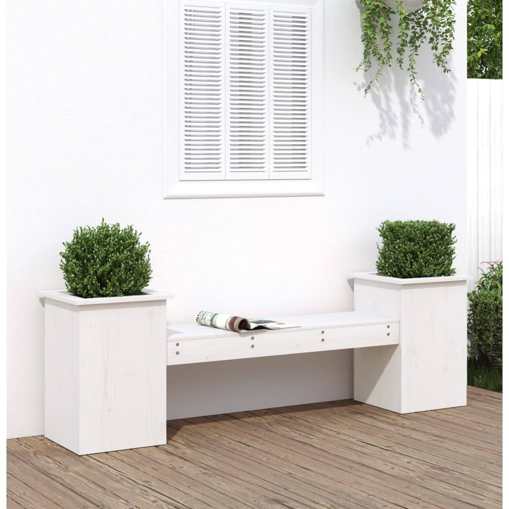 Vidaxl - Banc avec jardinières blanc 184,5x39,5x56,5 cm bois massif pin vidaXL 825171 - Image 1