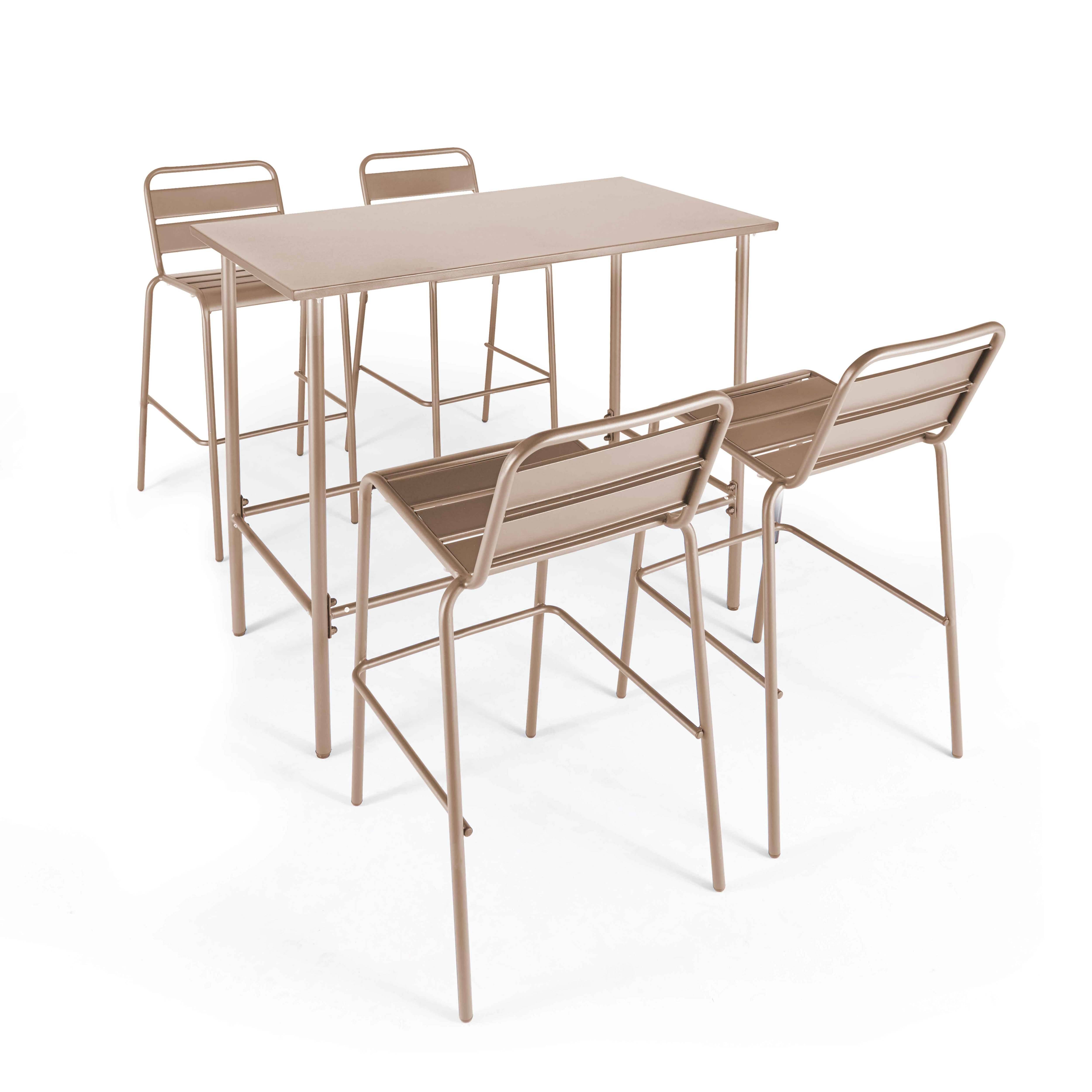 Oviala - Table haute de jardin en métal taupe 120 cm Palavas - Oviala - Image 6