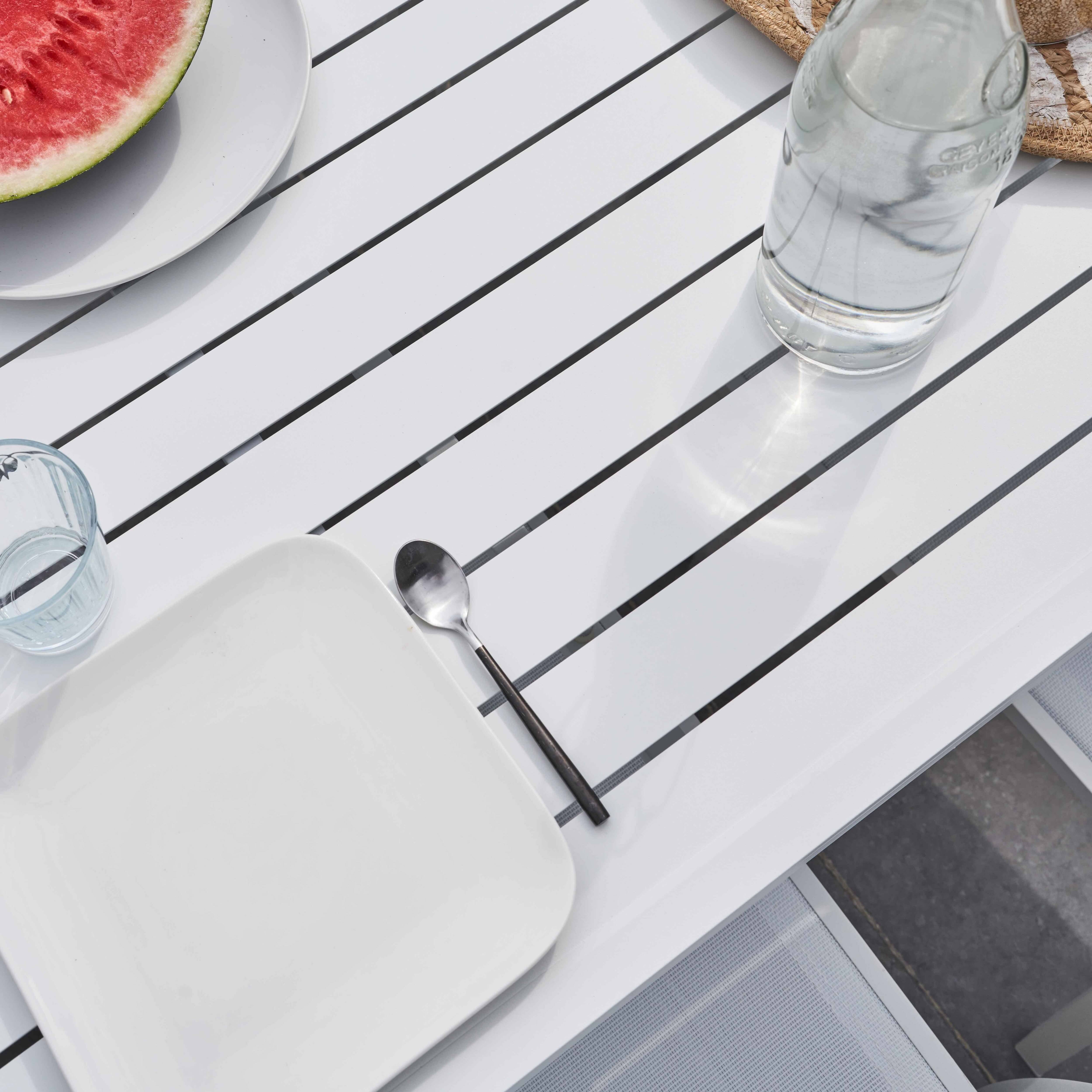 Oviala - Ensemble table de jardin extensible en aluminium et 8 assises blanc Galilée - Oviala - Image 4