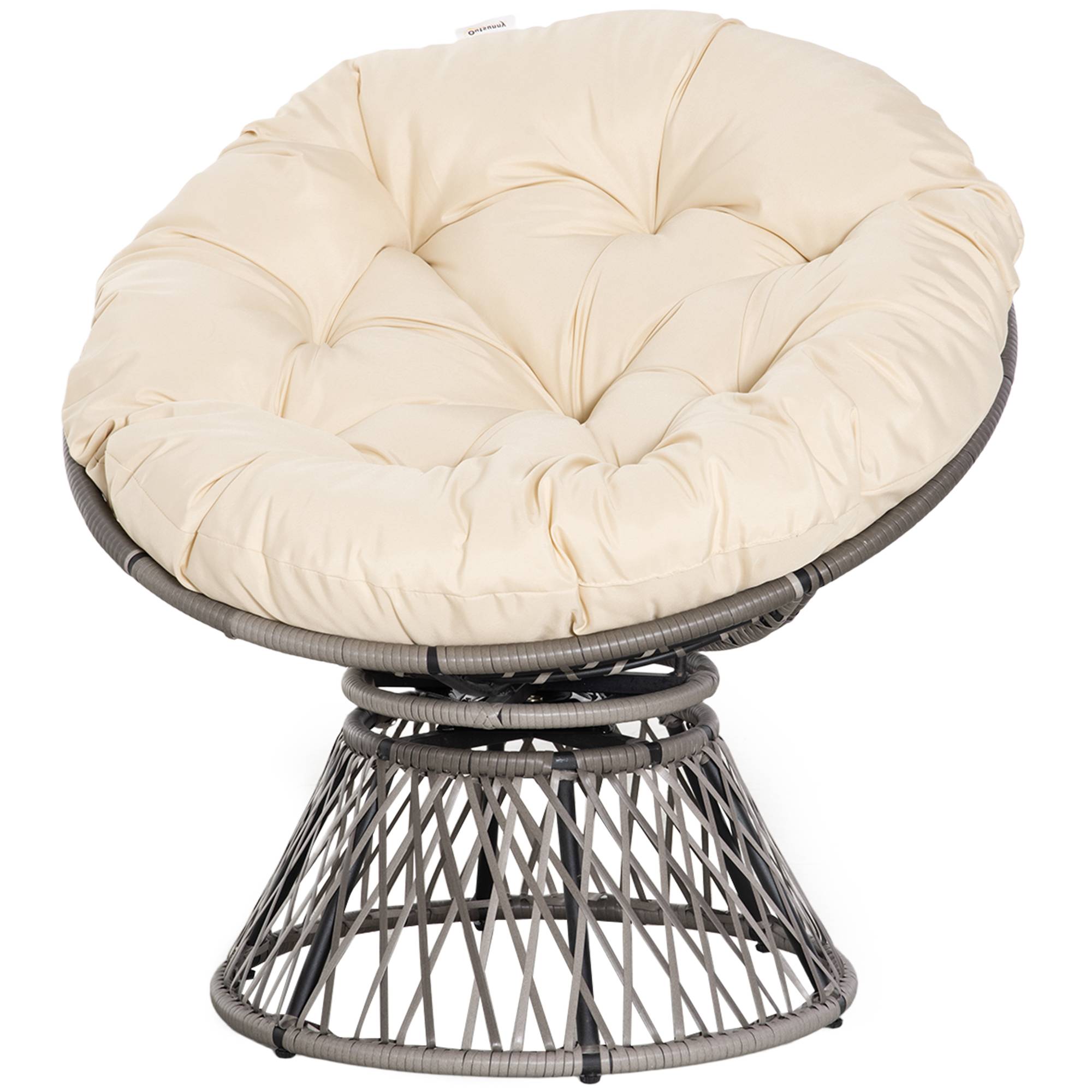 Fauteuil papasan rotin synthétique beige 87 x 97 x 90 cm - PANGIVO - Image 2