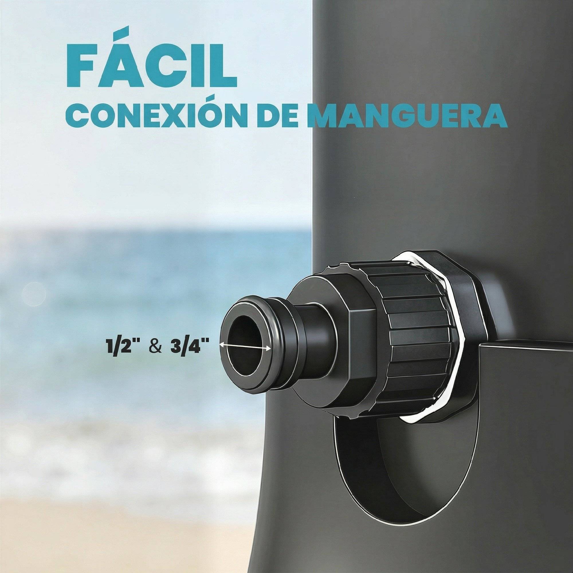 Douche solaire de jardin 40 L avec douchette, robinet au pied et température réglable (max. 60 °C) pour piscine - Noir - Image 9