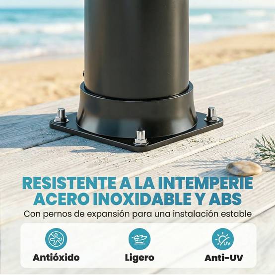 Douche solaire de jardin 40 L avec douchette, robinet au pied et température réglable (max. 60 °C) pour piscine - Noir - Image 10