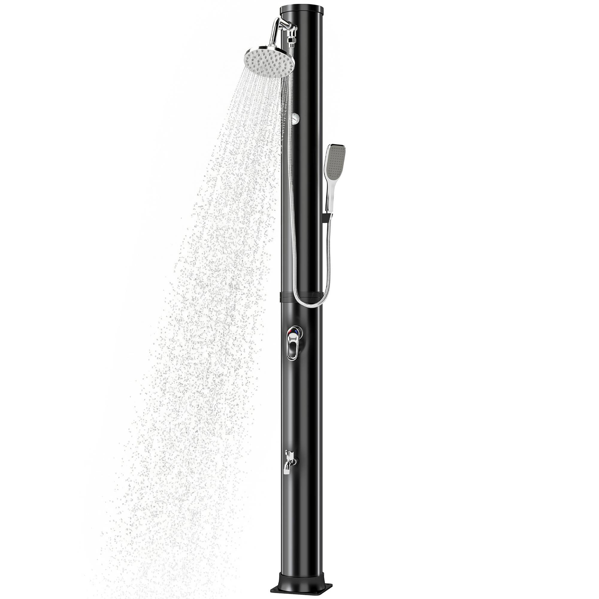Douche solaire de jardin 40 L avec douchette, robinet au pied et température réglable (max. 60 °C) pour piscine - Noir