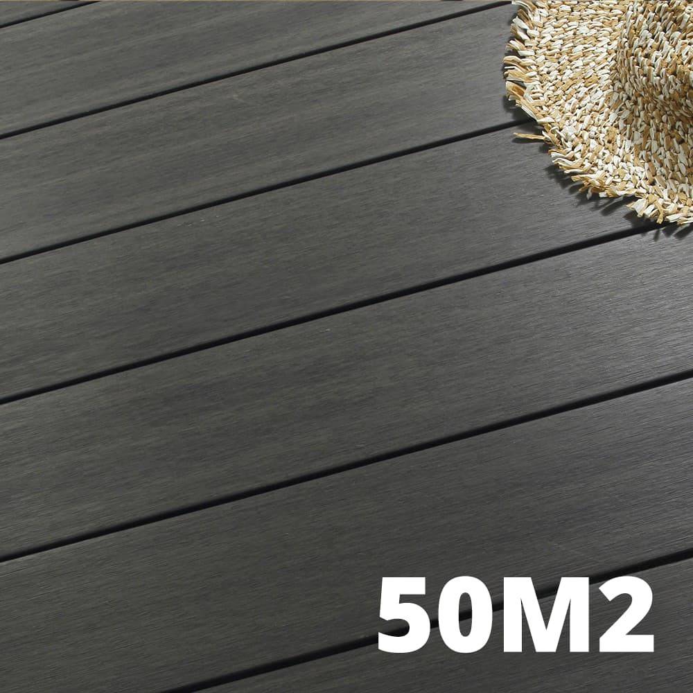 Kit Terrasse Composite NAVIA 50m² - Gris Foncé - 152 lames de terrasse (220 x 14.5 x 2.2 cm) - Fixation par Clips - Terrasse - Image 1