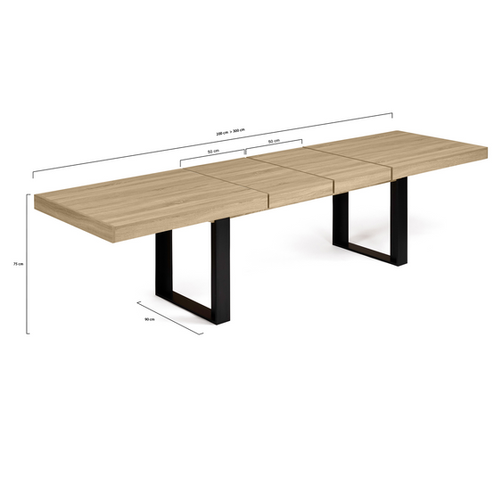 Table à manger extensible rectangle PHOENIX 6-12 personnes bois et noir 200-300 cm - Image 5