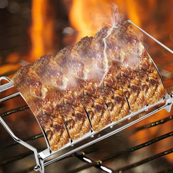 Support vertical pour barbecue - 6 côtes/ailes - Acier inoxydable antiadhésif - Pliable et facile à nettoyer-Living123 - Image 4