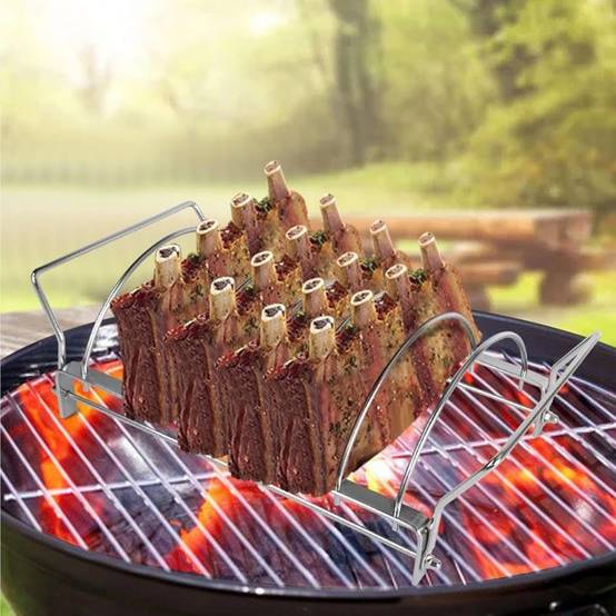 Support vertical pour barbecue - 6 côtes/ailes - Acier inoxydable antiadhésif - Pliable et facile à nettoyer-Living123 - Image 3